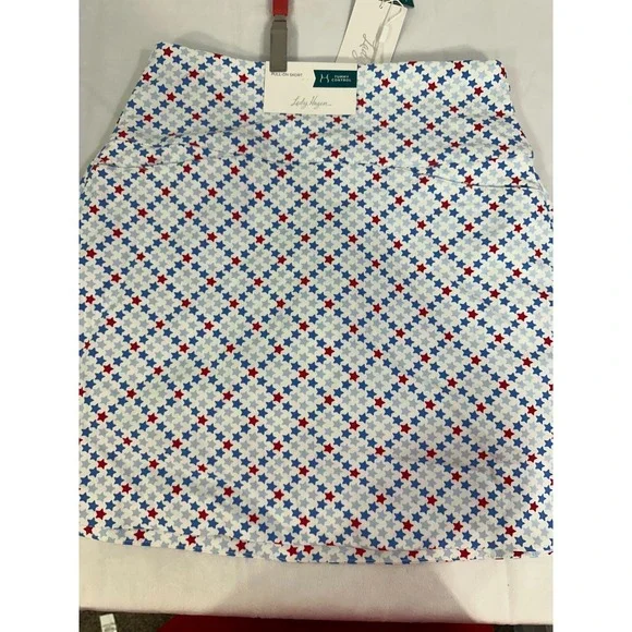 Lady Hagen 17" Tummy Control Golf Skort Women's XS Red/White/Blue Stars New - Picture 5 of 5